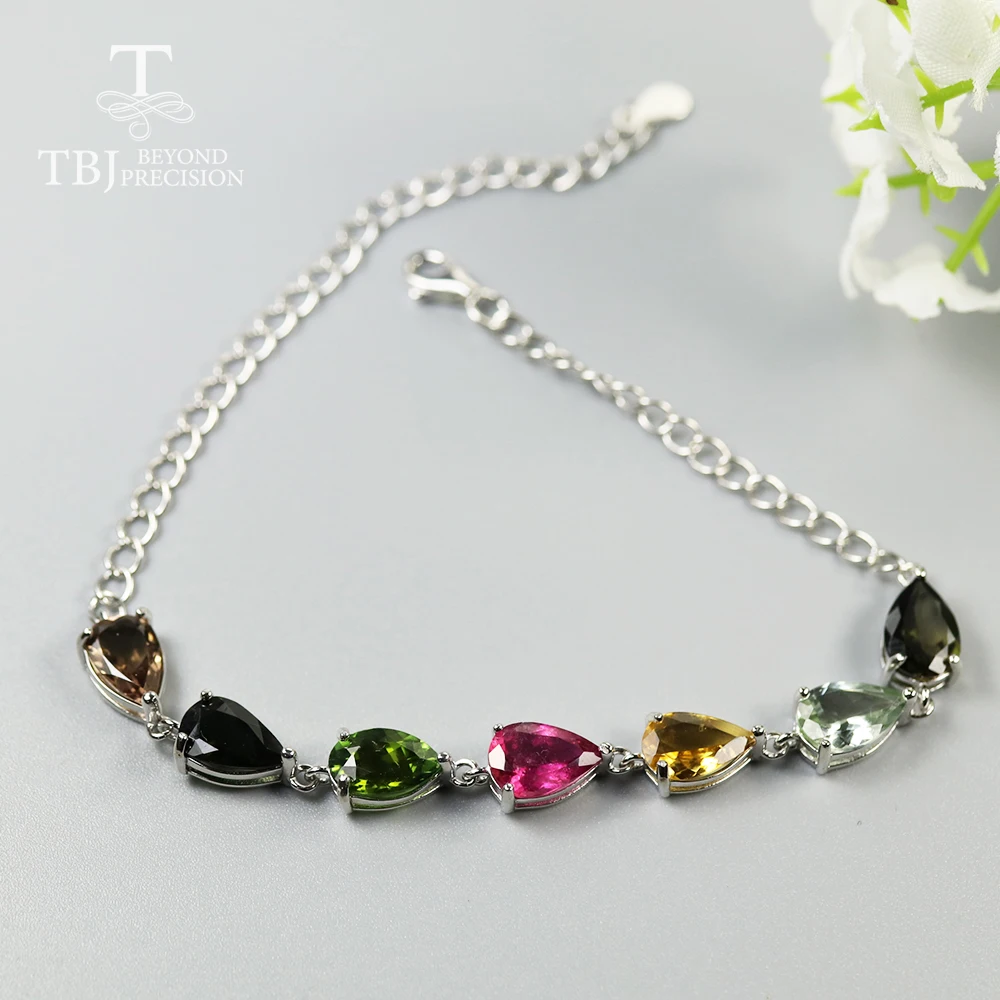 Женский разноцветный браслет с турмалином изящное Ювелирное Украшение из 100%
