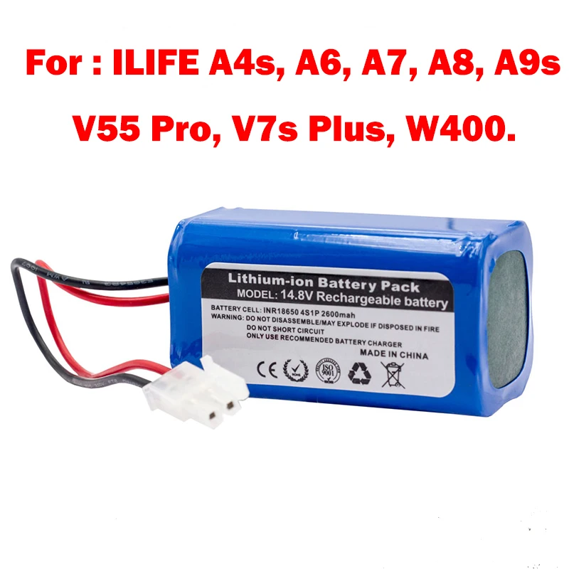 

2021/14.8V 2600 мАч для ILIFE литий-лев Батарея для A4s, A7, V7s плюс, V55 Pro, W400, A9s 14,8 V 2600 мА/ч, PX-B020