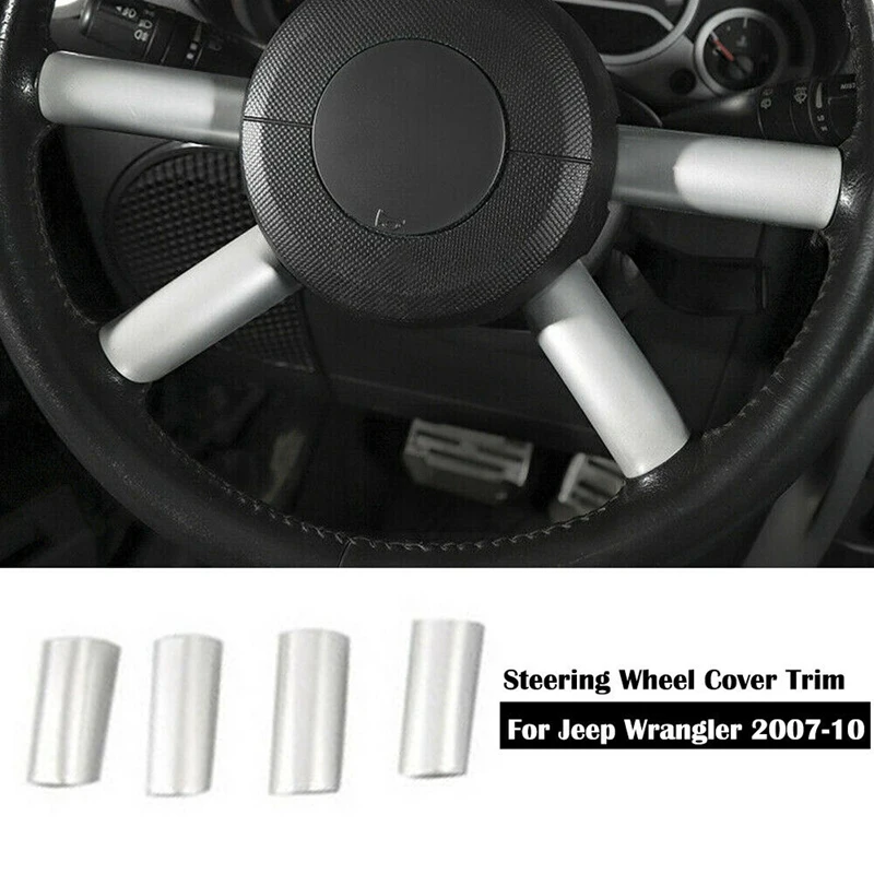 

Interior Steering Wheel Cover Trim Decor for Jeep Wrangler JK 2007-2010 Silver