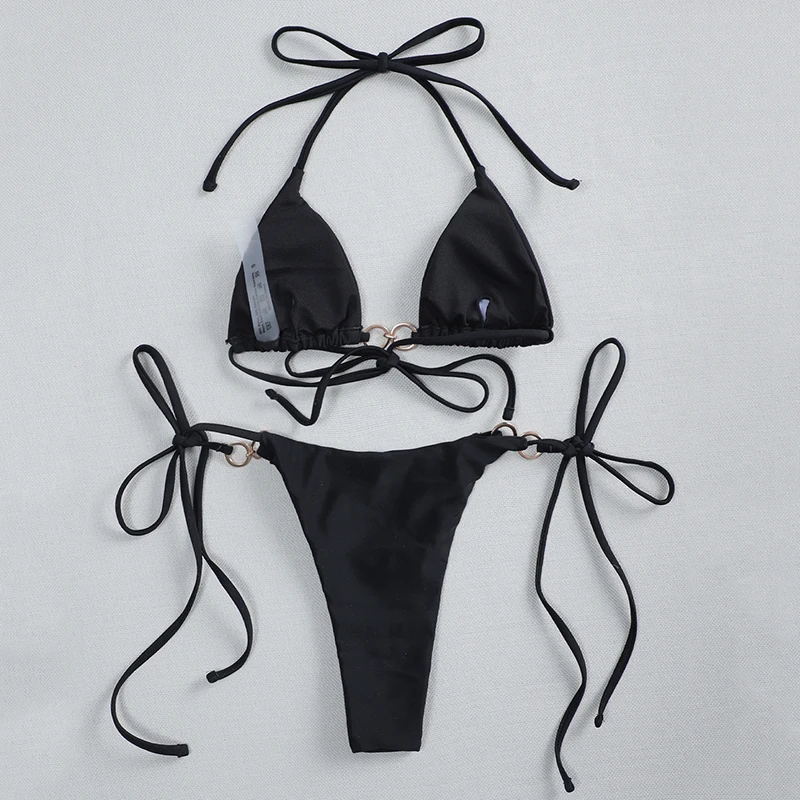 

Sexy Bikini 2021 Female Swimsuit Women Swimwear Bandage Halter Bikini Set Bather Bathing Suit Brazilian Beachwear Biquini