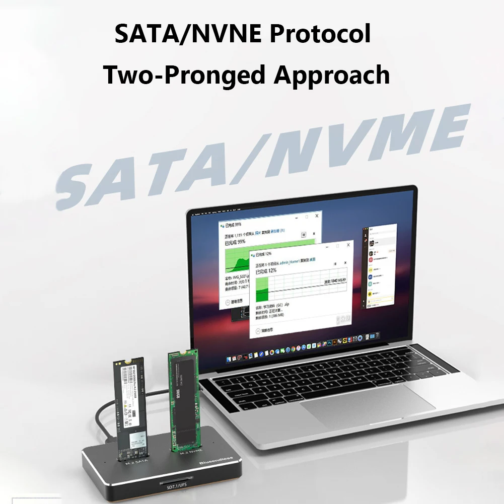 M.2 NVMe SSD HDD Case USB3.1 SATA NVMe Aluminum Alloy Metal Hard Drive Disk Box External Closure Hard Case for PC