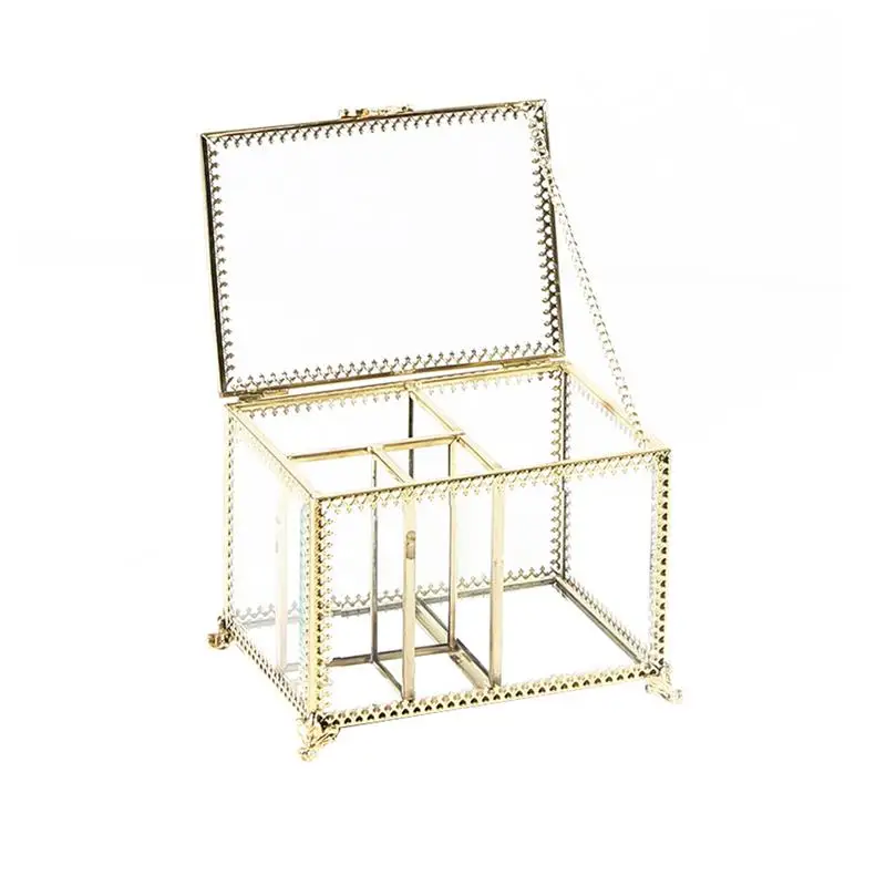 1 шт. Настольный стеклянный ящик для хранения косметики прозрачный