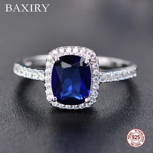 Модное кольцо с аквамариновым аметистом 925 пробы Серебряное кольцо с драгоценным камнем натуральное для ювелирных изделий синее серебряное кольцо с сапфиром Вечерние