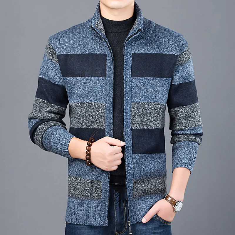 Свитер мужской осенне-зимний на молнии с длинным рукавом | Мужская одежда