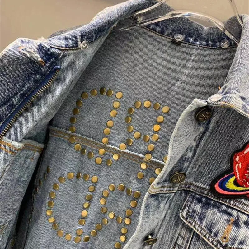 

Sale Clearance vintage embroidery blue denim jacket women