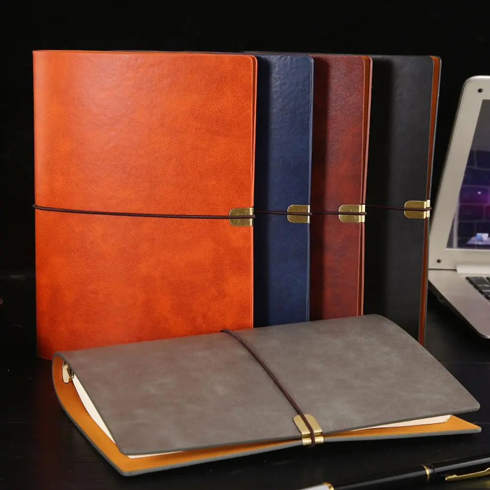 

A5 /A6 Retro Loose-leaf Strapped Notepad Leather Notebook Writing PU Leather Notebooks
