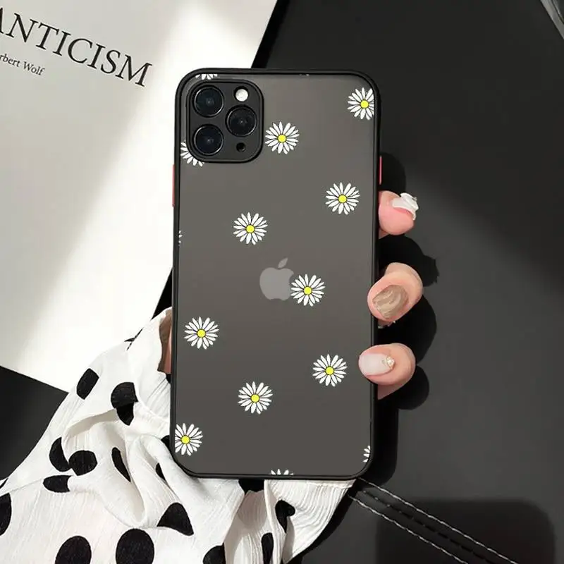 

Phone Case For iPhone 12 11 Mini Pro XR XS Max 7 8 Plus X Daisy Flower Matte transparent cover