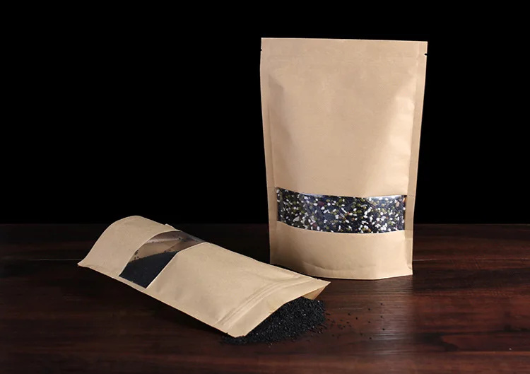 100 шт крафт-мешок на молнии крафт-бумажный мешок для