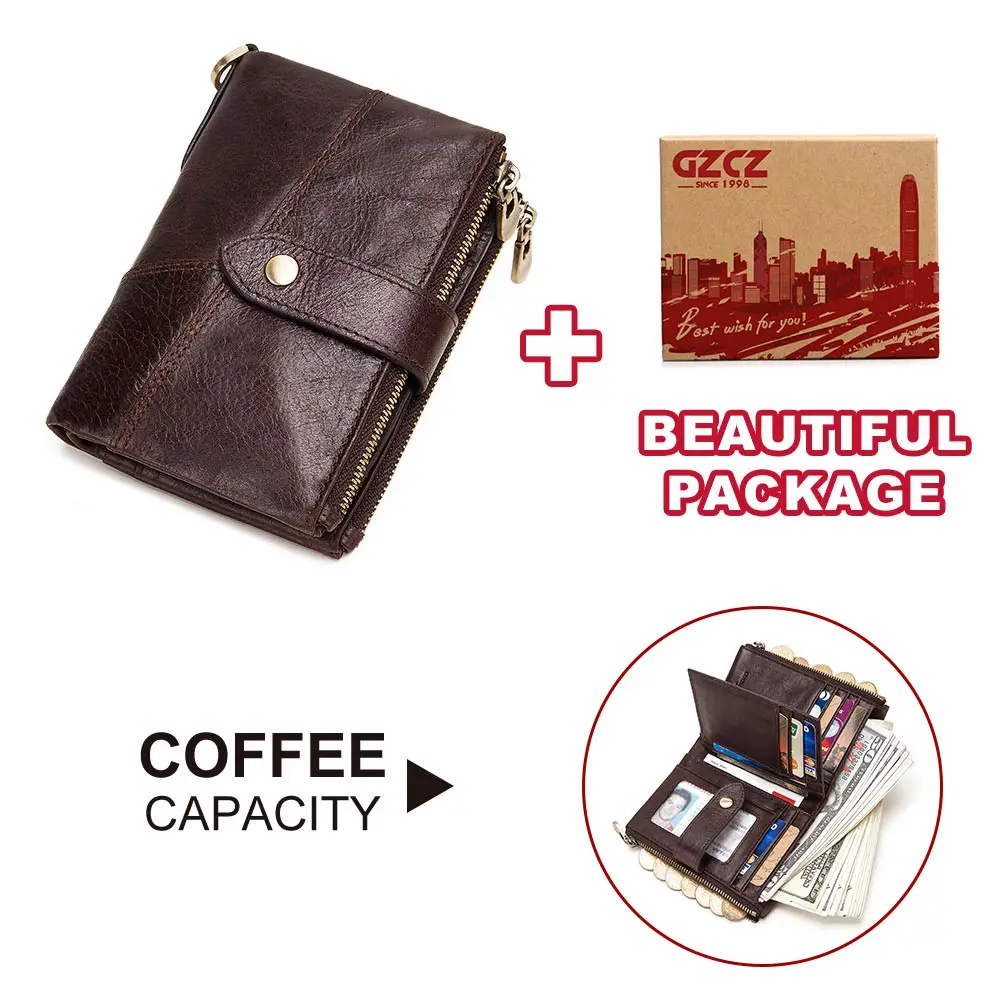 889-coffee-box Genuine Leather Women Wallet GZCZ Casual Men Wallet Women Long Wallet In Women`s Wallet and Purses Retro Rfid Women Short Wallet - Цвет: 889-coffee-box