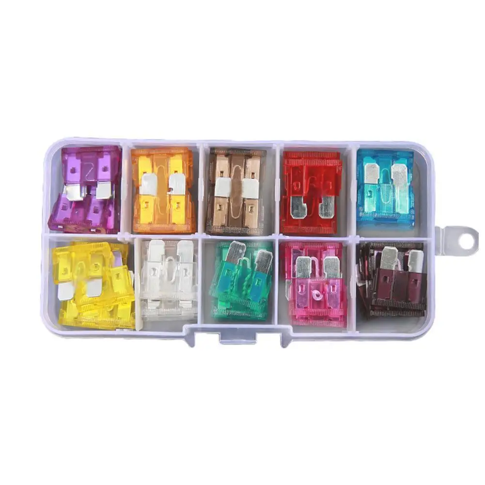 

100PCS 50PCS Car Fuses 2A 3A 5A 7.5A 10A 15A 20A 25A 30A 35A Amp With Box Clip Assortment Auto Blade Type Fuse Set Truck