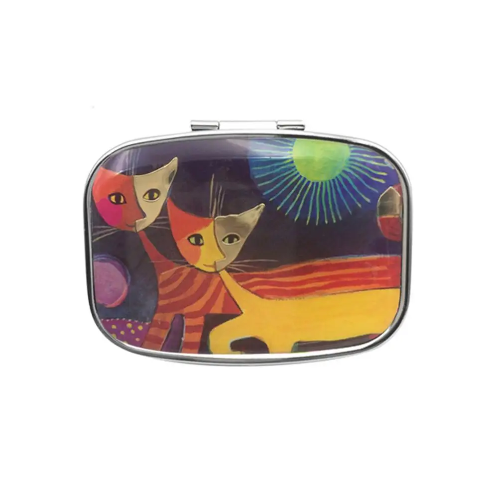 Переносная коробка для таблеток с принтом кота чехол 2 отделения контейнер