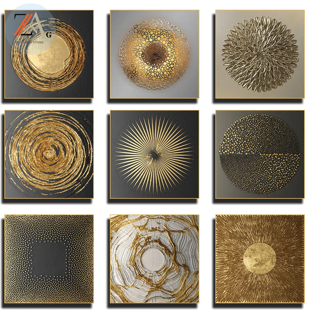 Современный абстрактный Золотой Роскошный Ретро-постер искусство стены