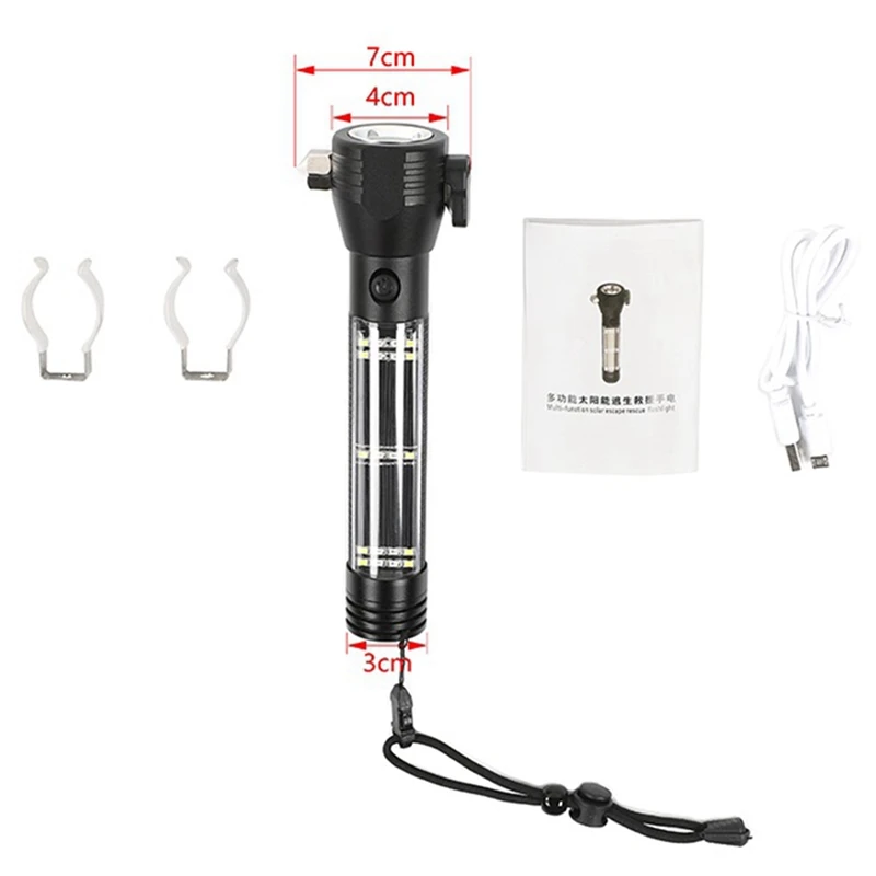 

Car LED Flashlight Solar Power Emergency Multifunctional for Jeep Wrangler JL JLU 2018 2019 2020