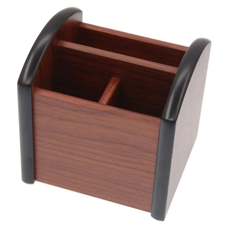 

AU42 -Wooden Pen Pencil Holder Caddy 3 Compartments Desktop Drawer Storage Organizer Stationery Case Stand Office Supplies