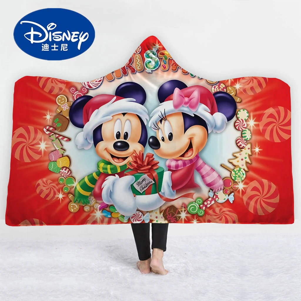 Disney Рождество Микки Маус фланель с капюшоном одеяло мультфильм Минни коралловый
