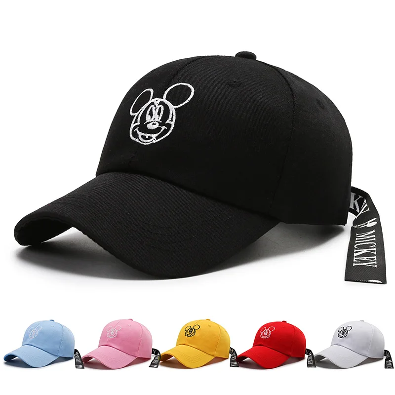 

Streamer Hat Male Disney Hat Female Spring Baseball Cap Korean Version of The Peaked Cap Embroidery Mickey Sun Hat Travel
