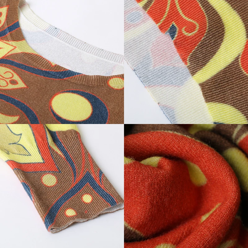 Свитер Женский вязаный с длинным рукавом и круглым вырезом Осень-Зима