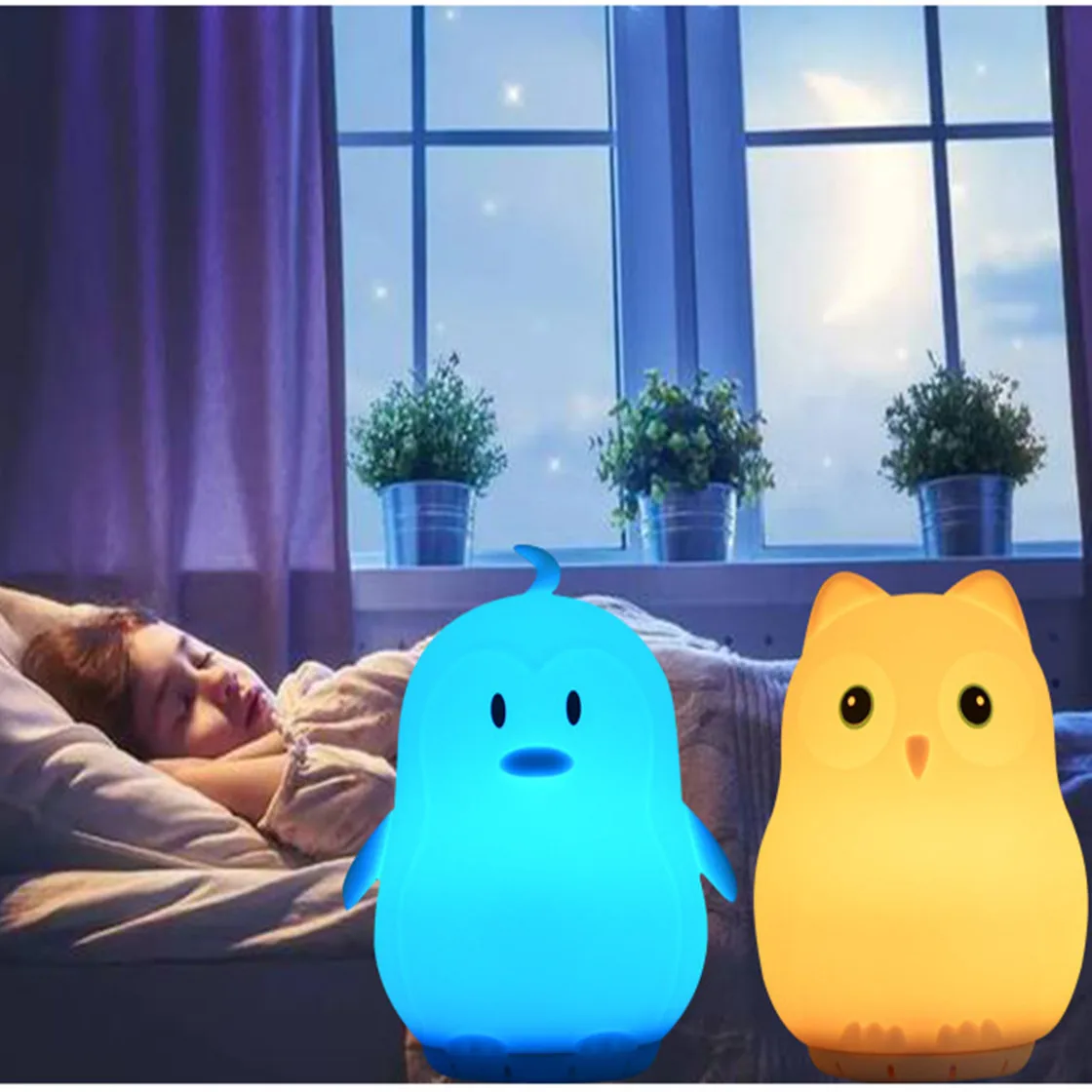 

Светодиодный ночсветильник с цветными животными светильник, силиконовый ночсветильник с USB, интеллектуальная лампа с Bluetooth-динамиком, прик...