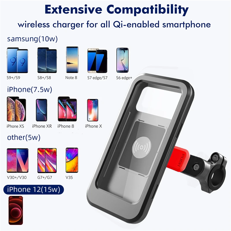 bicycle waterproof phone holder for iphone 11 12 holder bike motorcycle handlebar wireless charging stand mobile phone mount bag free global shipping