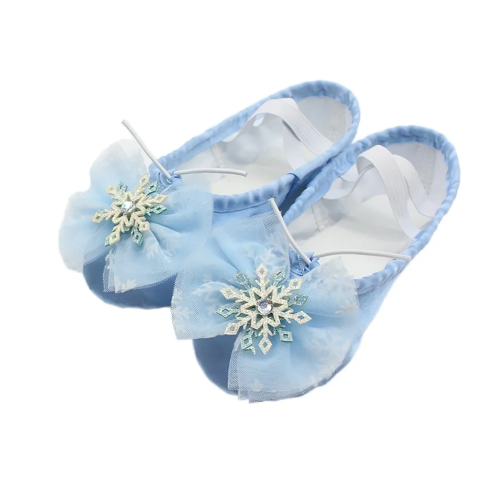 

Girls Blue Ballet Shoes Dance Point Shoes Satin Flat Shoes For Kids