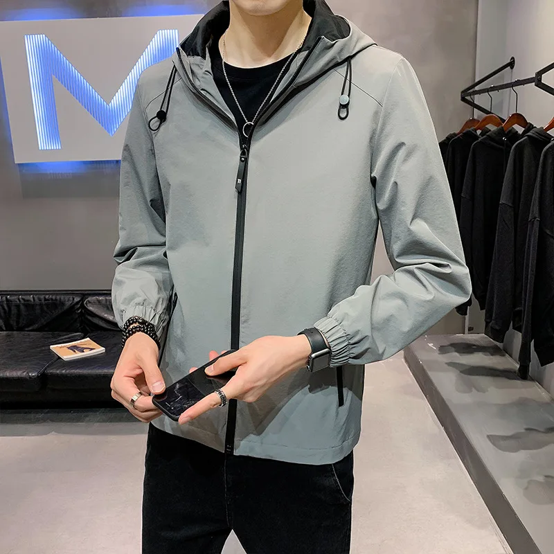 

Men's jacket spring and autumn 2021 new Korean version of the trend of casual hooded jacket loose handsome men's tooling