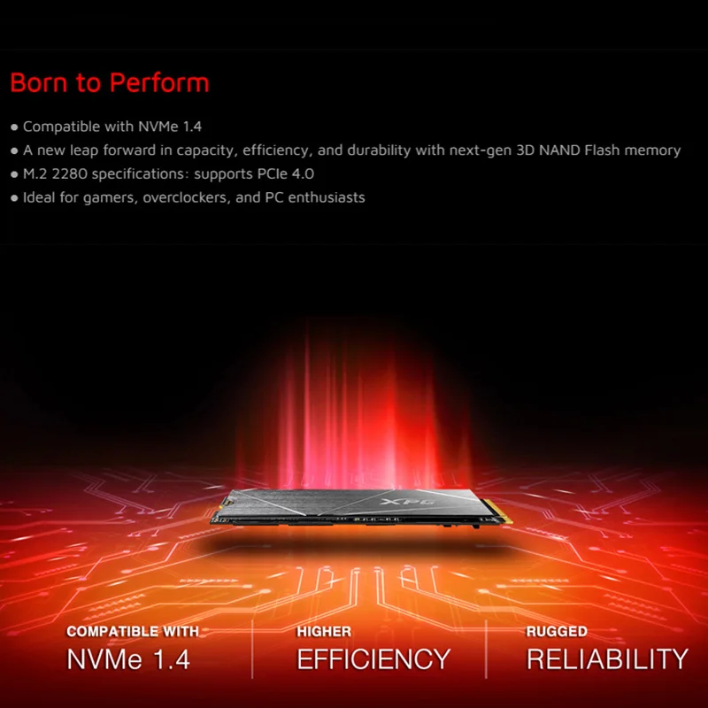 ADATA XPG GAMMIX S50 Lite PCIE GEN4X4 M.2 2280 твердотельный накопитель 1 ТБ SSD Стандартный для