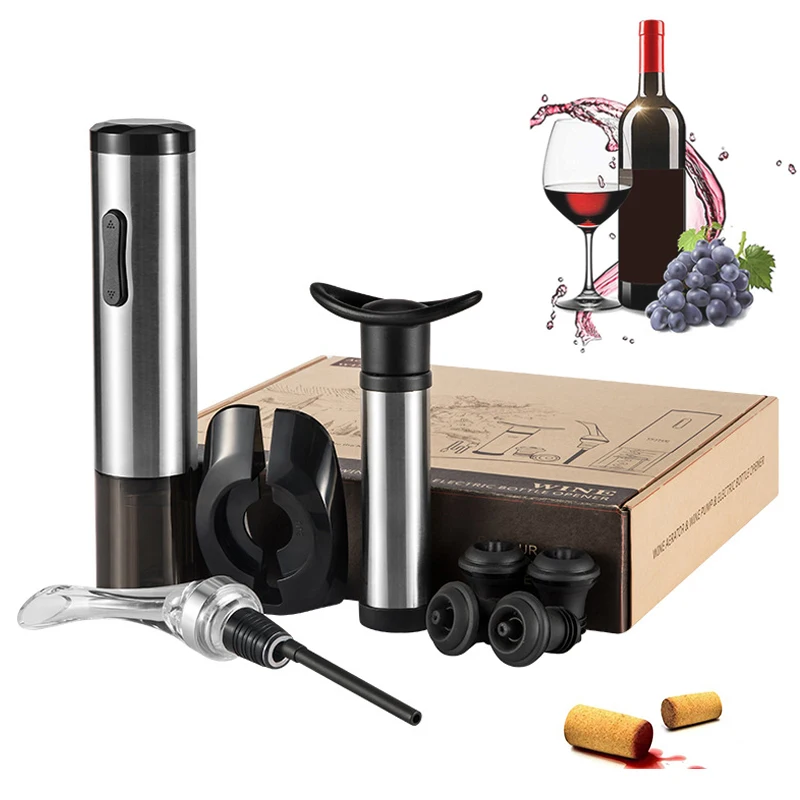 

New 8 Pcs Set Automatic Wine Opener Electric Bottle Opener Corkscrew Foil Cutter Set Rechargeable Red Wine Openers Kitchen Tools