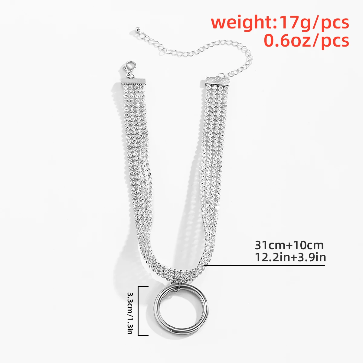 

Kpop Shiny Full Crystal Chunky Choker Necklace for Women Punk Aesthetic Circle Ring Pendant Chain Necklace Fashion Neck Jewelry