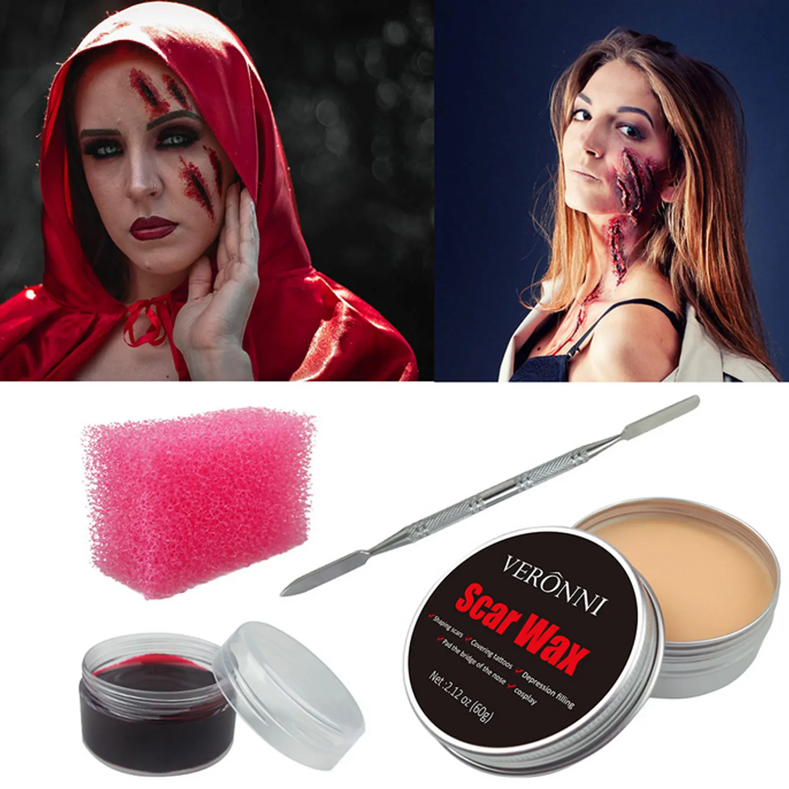 Набор для макияжа в стиле Хэллоуин искусственная косметика носа губка с лопаткой