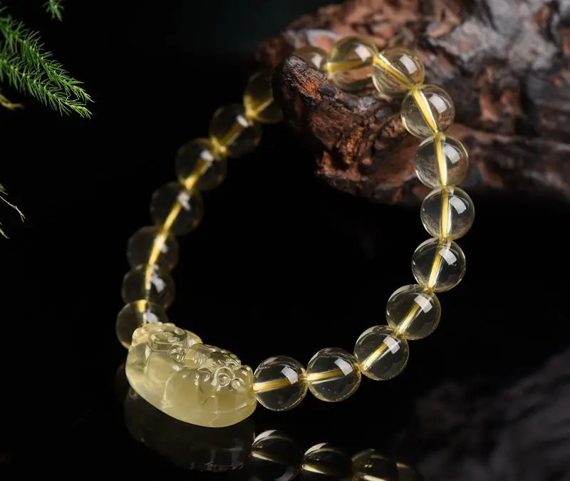 Браслет из натуральных желтых кристаллов ювелирное изделие с мотивами монет