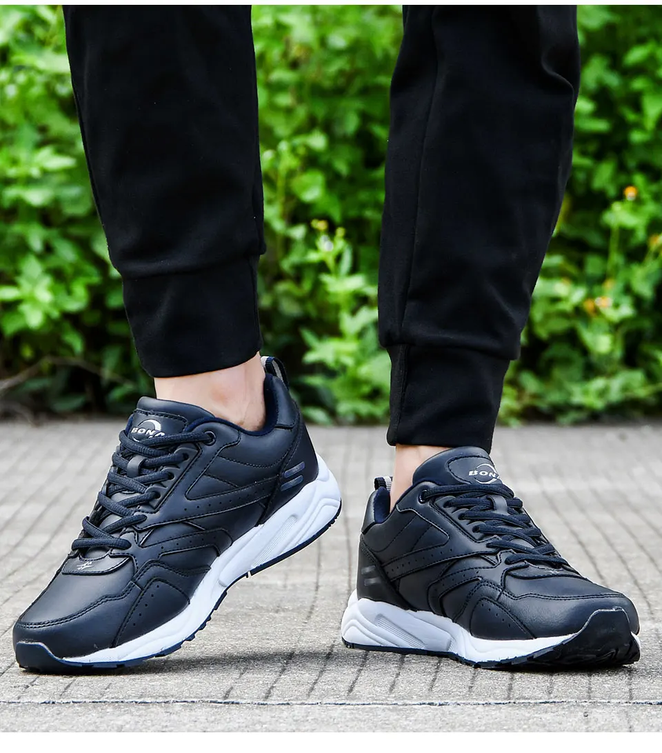 BONA New Designers Cow Split Running Shoes Men Outdoor Sneakers Shoes High Quality Breathable Shoes Jogging Tennis Shoes