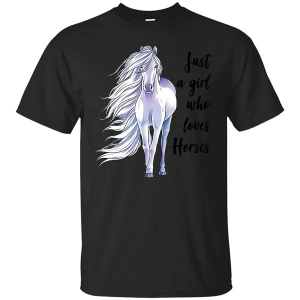 

Just A Girl Who Loves Horses Short Sleeve T-Shirt Horse Riding Equestrian Cotton T Shirt