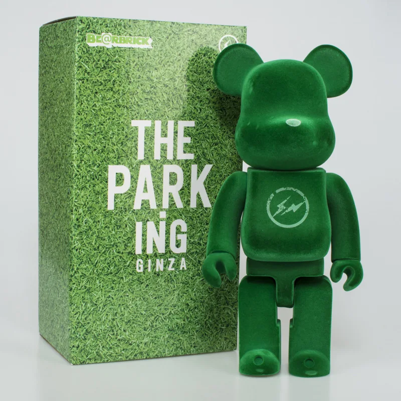 

【Flocking】High-quality 28cm Bearbrick violent bear teddy building block bear the parking Ginza Fujiwara lightning 400% Toys 【Flo