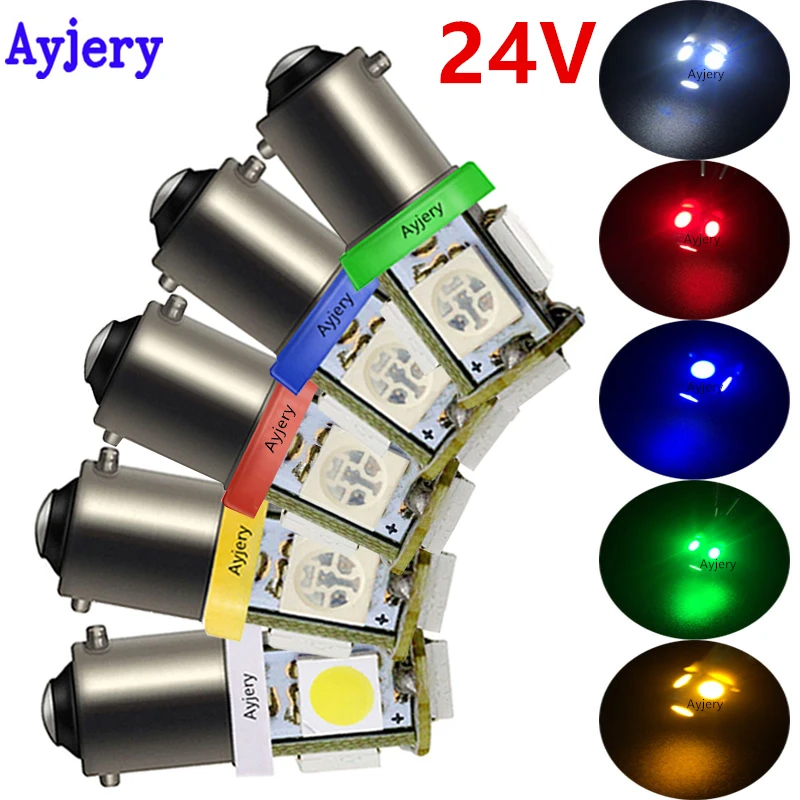 AYJERY 100X DC 24V T4W BA9S 5 SMD 5050 автомобиль внутренняя Светодиодная лампа габаритного