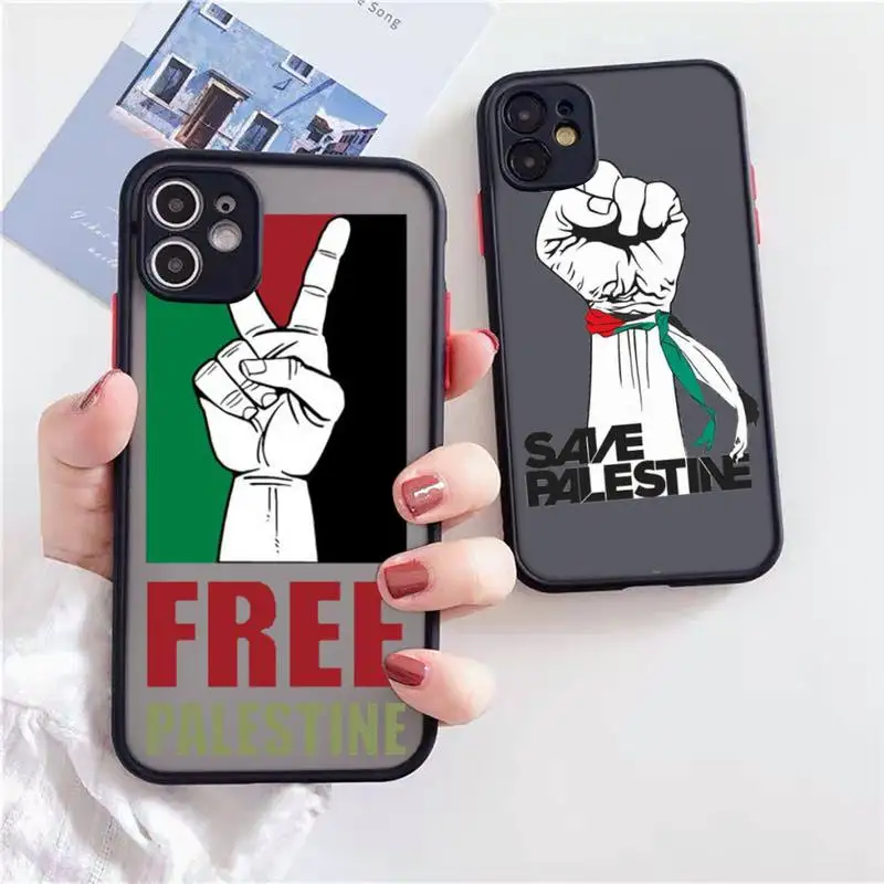 

Free palestine Phone Case For iPhone 12 11 Mini Pro XR XS Max 7 8 Plus X Matte transparent Back Cover