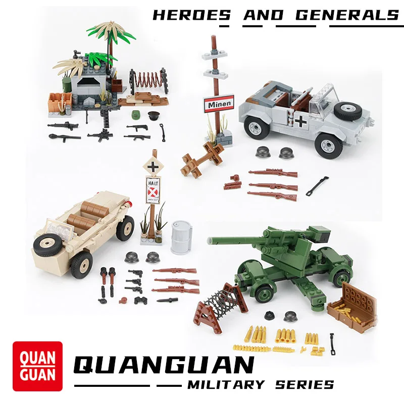 Конструктор WW2 Серии Военного поля боя бронированный грузовик ковшовые