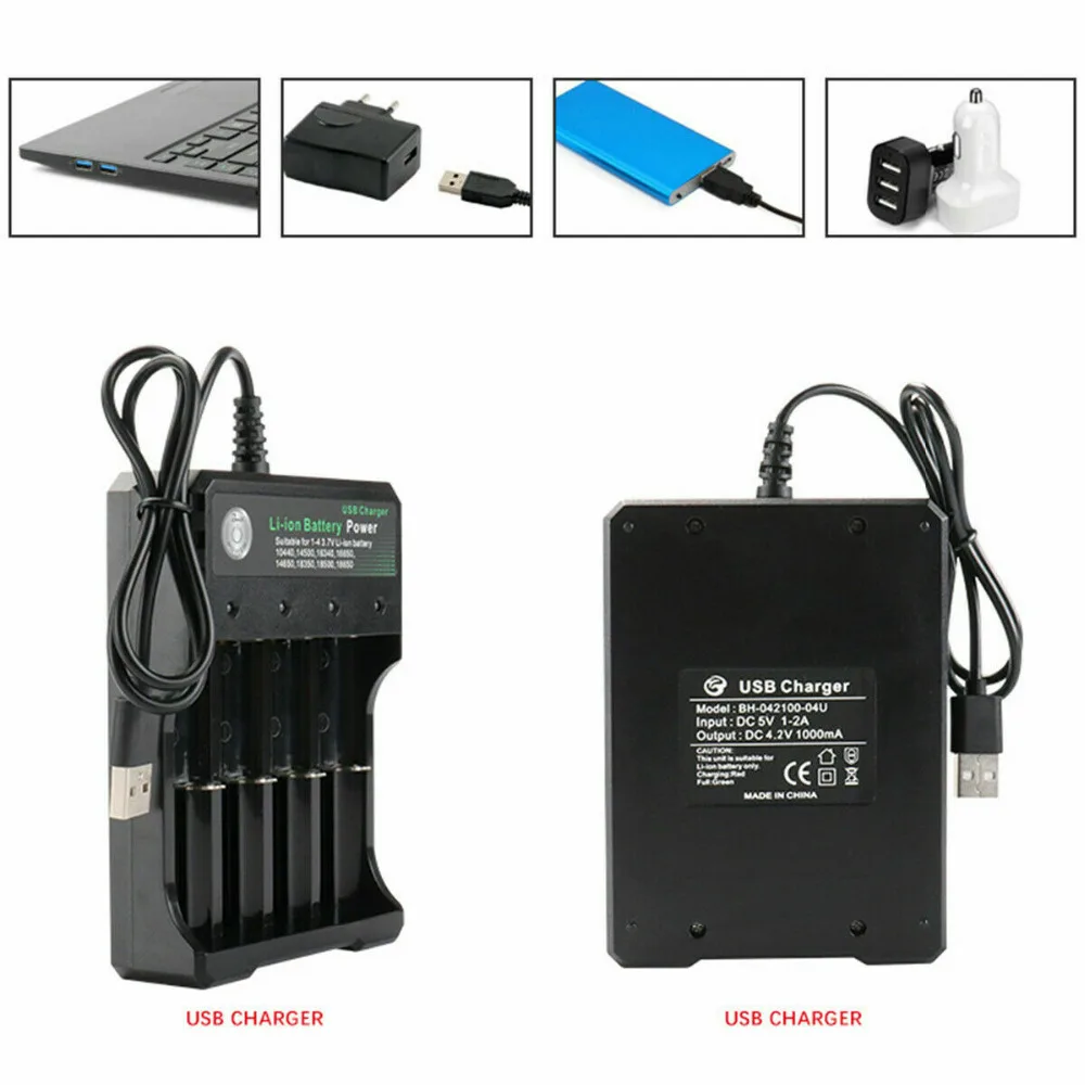 3,7 V 18650 Зарядное устройство литий-ионная аккумуляторная батарея USB независимой зарядкой портативная электронная сигарета 18350 16340 14500 батарея Зарядное устройство