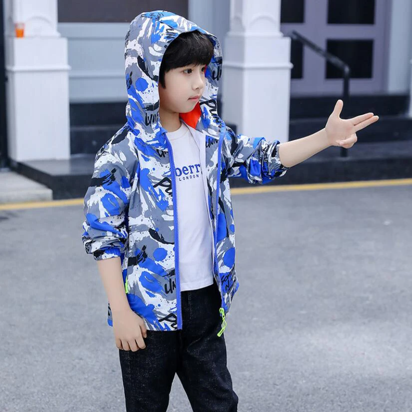 Куртка-ветровка для мальчиков демисезонная дышащая камуфляжная | Детская одежда