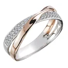 Новинка 2021, свежее двухцветное кольцо с крестом X-формы для женщин, свадебные модные ювелирные изделия, ослепительные большие современные кольца с фианитом