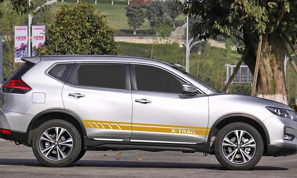 2 шт. автомобильные боковые полосы наклейки для NISSAN X-TRAIL DIY Автомобильная виниловая пленка Стайлинг наклейка украшение автомобиля Принадлежности для тюнинга