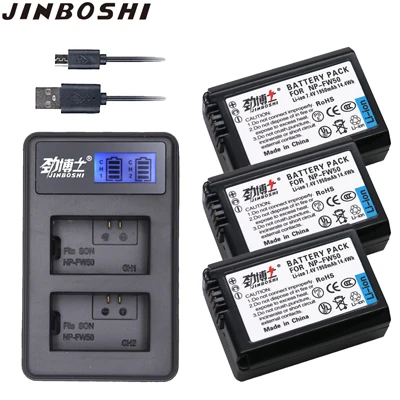 3X B and Charger 4 шт. NP-FW50 NP FW50 Батарея+ 2 слота ЖК-дисплей USB Зарядное устройство для sony Alpha a7r2 a6500 a6300 a6000 a5100 a5000 a3000 NEX-5T 5t 5R - Цвет: 3X B and Charger