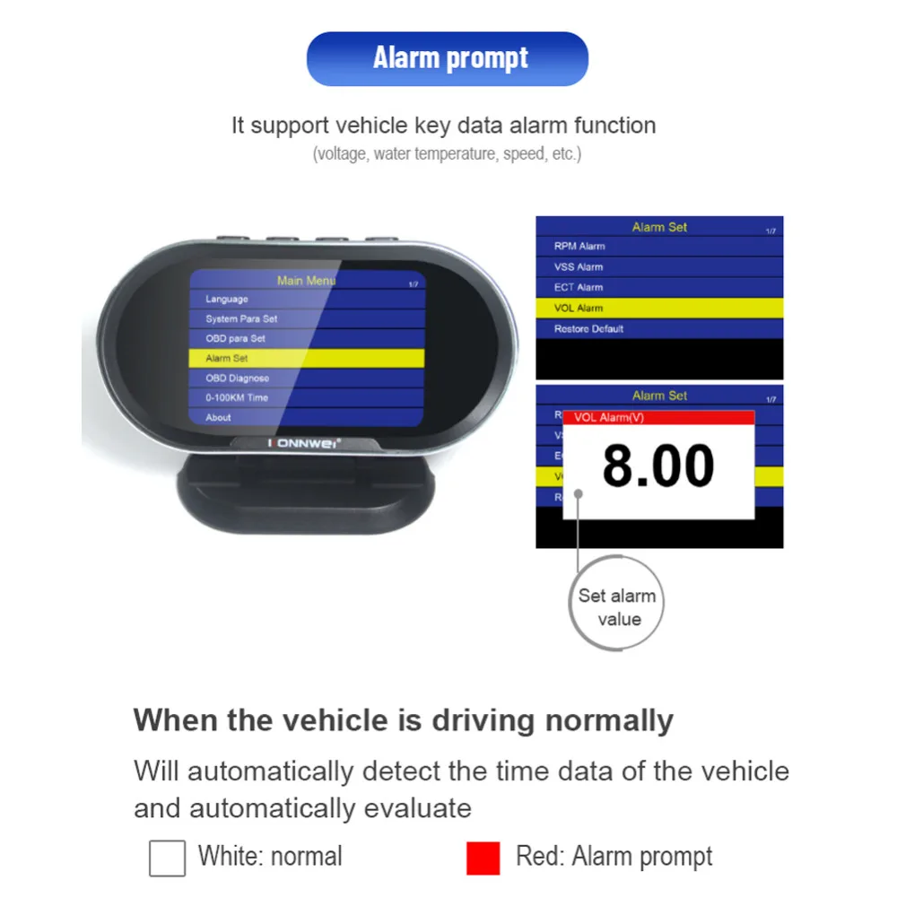 Автомобильный бортовой компьютер KONNWEI KW206 OBD2 сканер комплект сигнализации