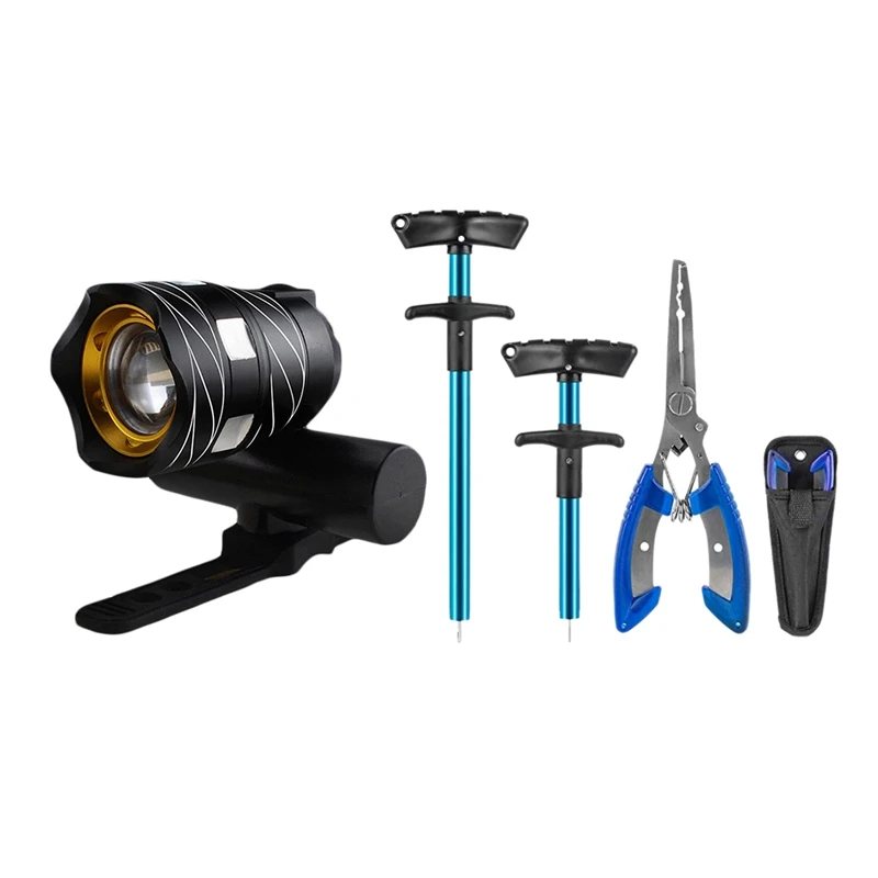 

1 Pcs USB Rechargeable T6 LED Bicycle Bike Front Light & 1 Set Fish Hook Remover Fishing Pliers with Sheath