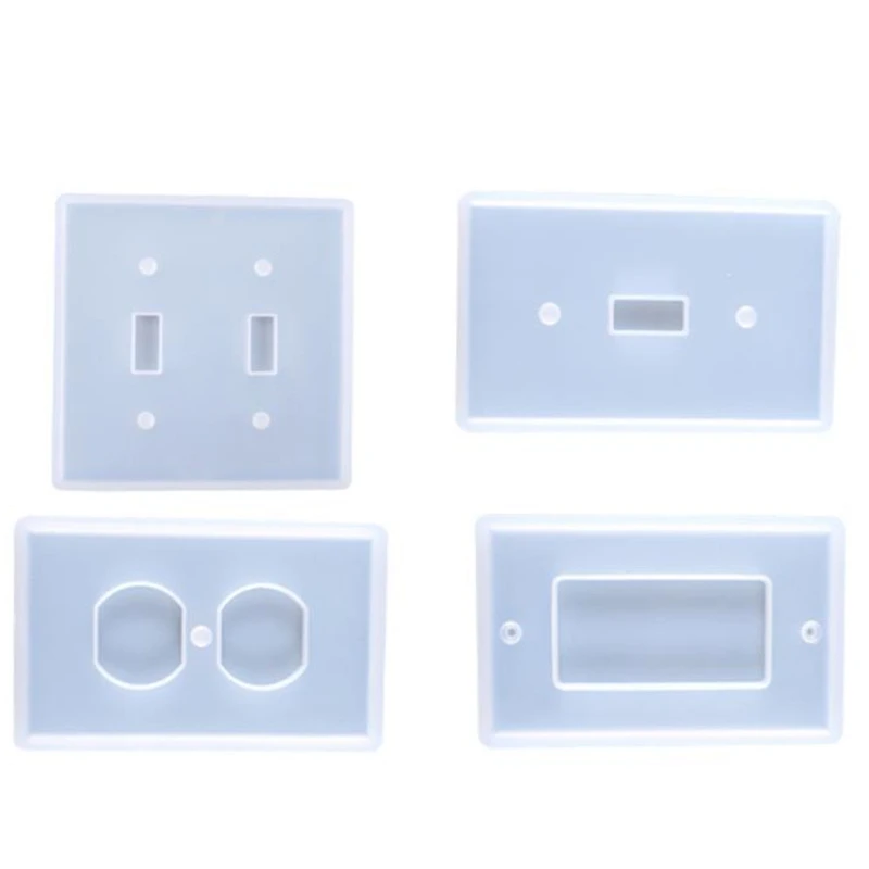 

4 Pieces Light Outlet Switch Cover Resin Mold Switch Plate Silicone Mold Socket Panel Casting Mold
