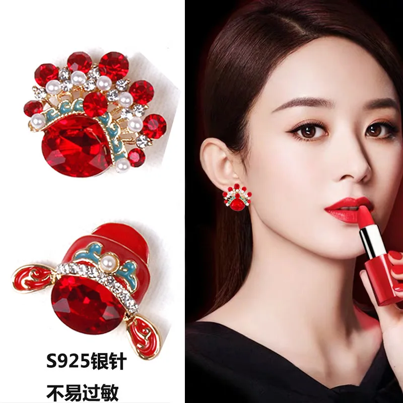 Китайские серьги FENGCHUAN Opera Beijing opera маска на лицо фестиваль Серебро S925 пробы