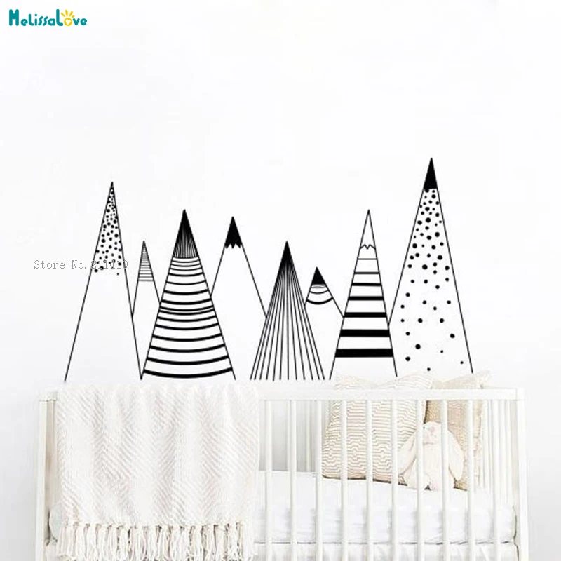 Геометрическая цветная Настенная Наклейка с изображением гор на заказ домашний