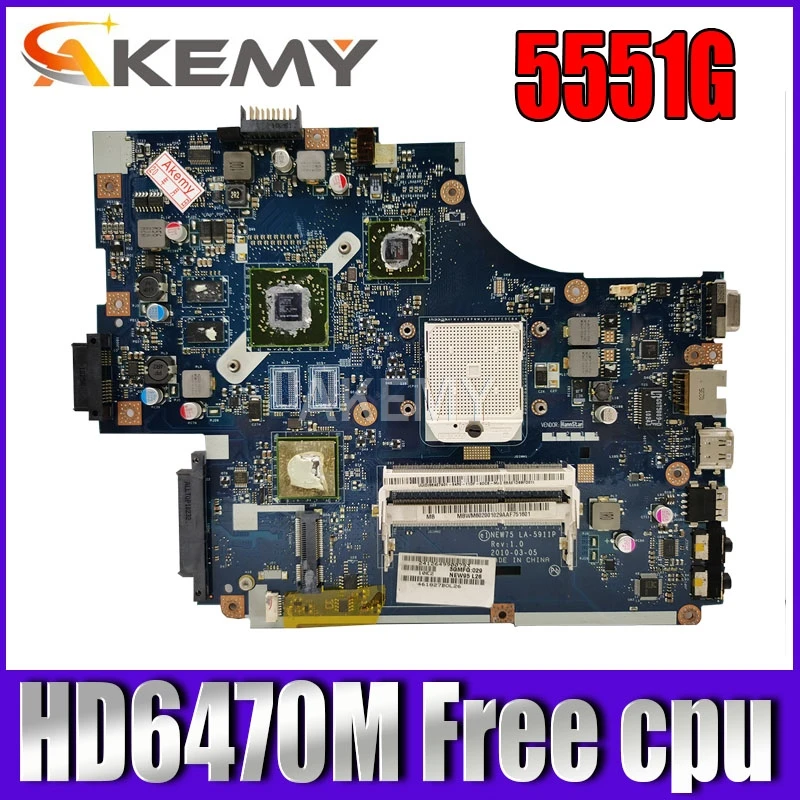 

Для Acer aspire 5551G 5552 5552G материнская плата ноутбука NEW75 LA-5911P MBWVE02001 MB.WVE02.001 DDR3 HD6470M Бесплатная процессор