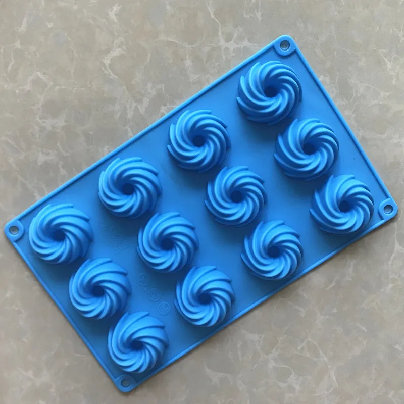 280x175x20mm Пятен 12 вихревые силиконовые формы для торта дома испечь DIY Инструменты XG711 - Цвет: 280x175x20mm