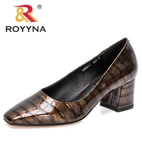 royyna 2021 new designers block heels pumps women shallow med heel formal dress shoes elegant office shoes ladies wedding shoes