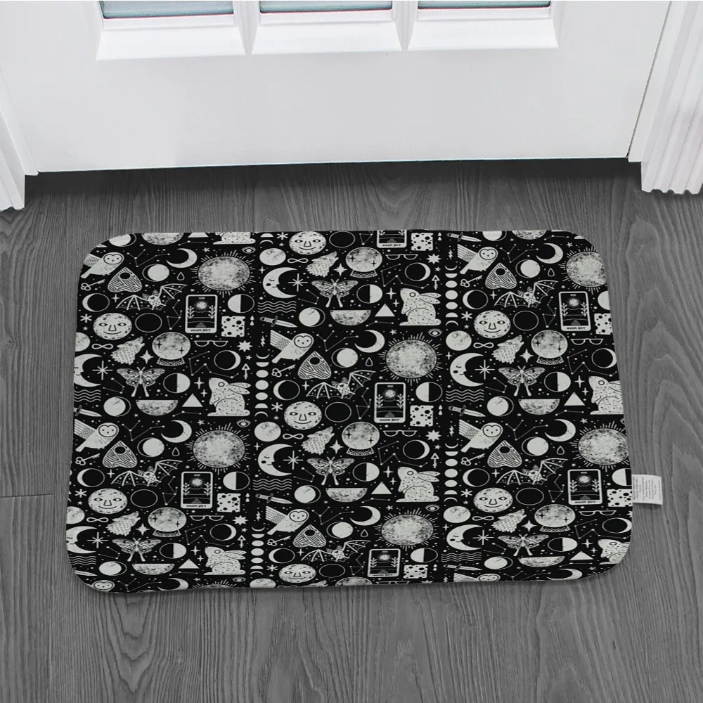 Темные коврики для межкомнатных дверей с принтом черепа Нескользящие дверные